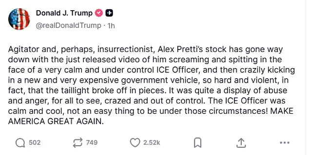 Trump Reacts to ICU Nurse's Altercation with ICE Agents, Calls for 'Stronger Enforcement' in Social Media Post